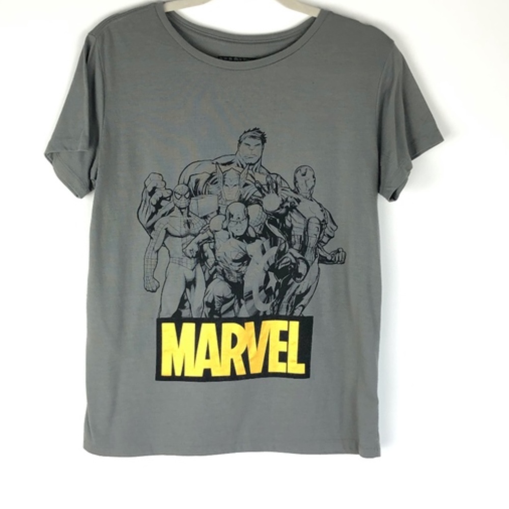 Marvel Heroes Grey Graphic Tee Sz LG